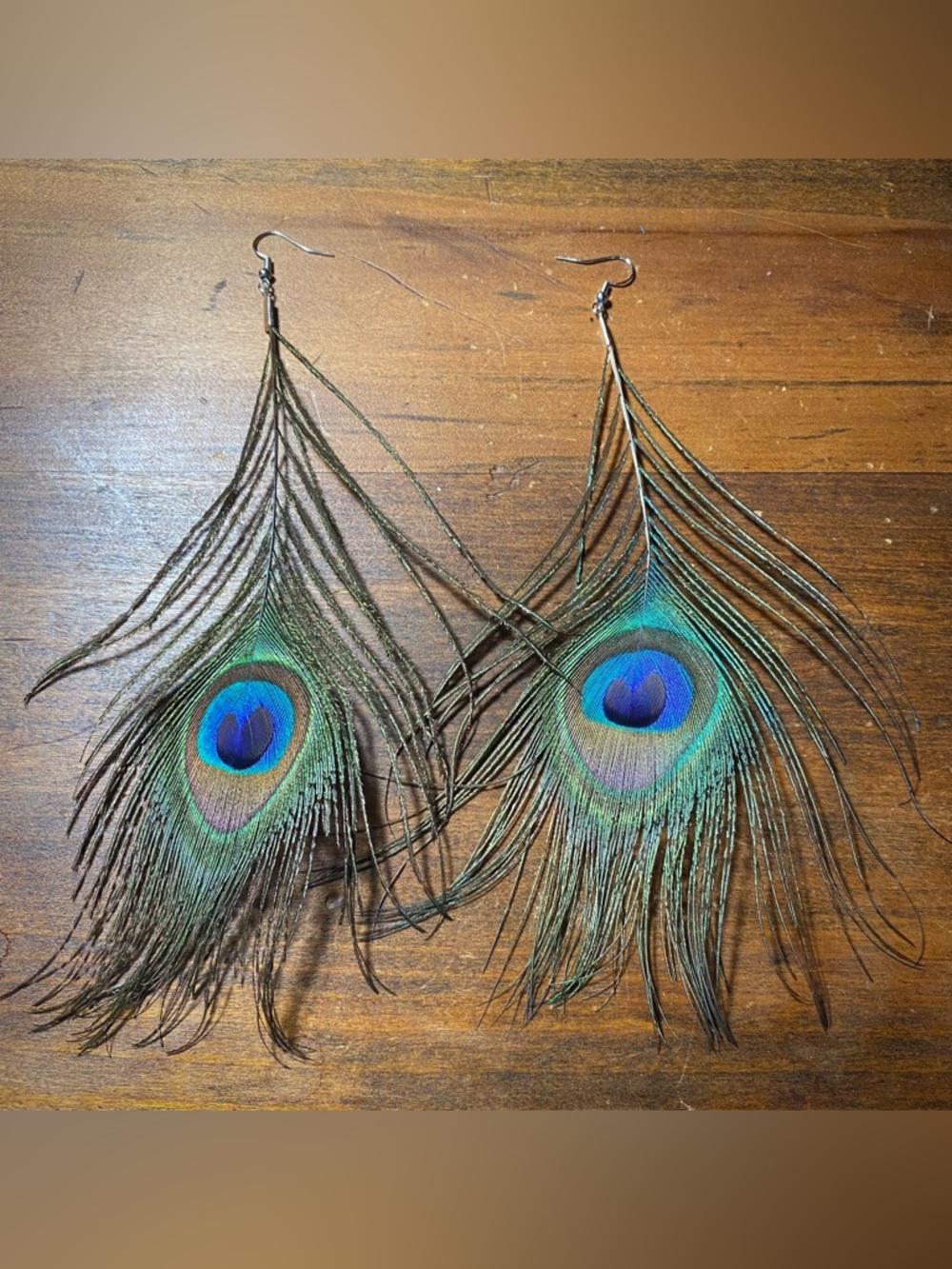 Large Peacock Feather Earrings